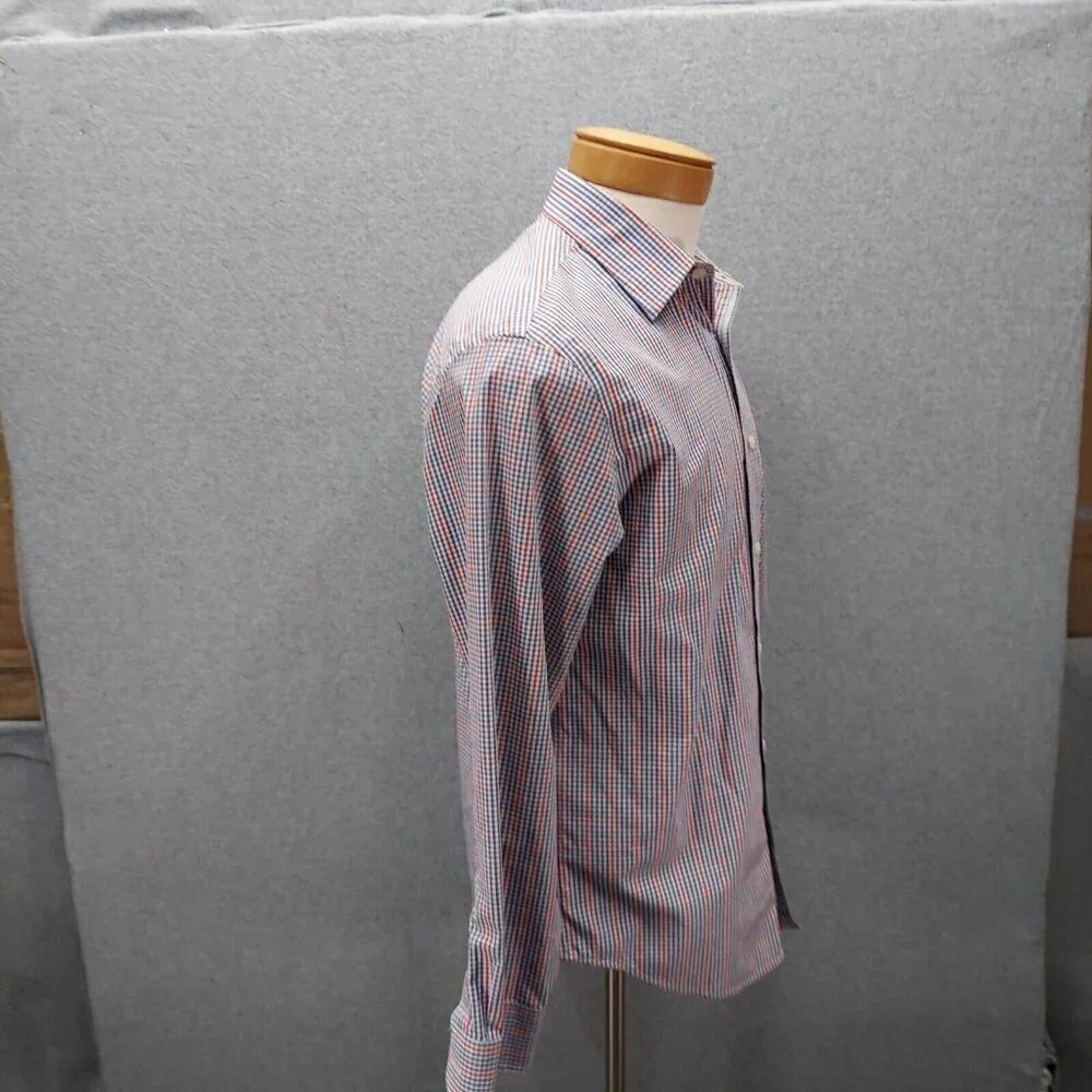 Banana Republic Long Sleeve Button Down Dress Shirt Red/Blue Plaid Men's Medium